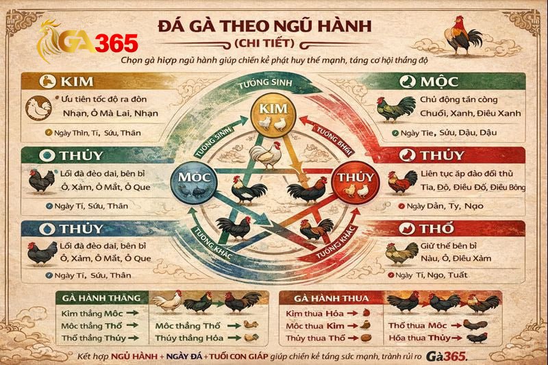 Màu Mạng Gà Đá Theo Ngũ Hành